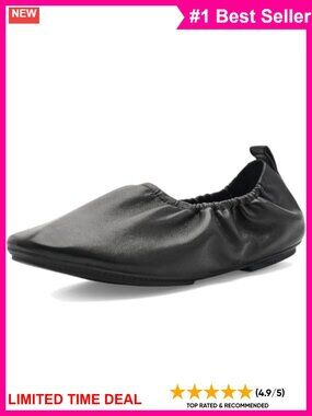 Leather Ballerina Flats with Arch Support Slip-On Comfort Shoes